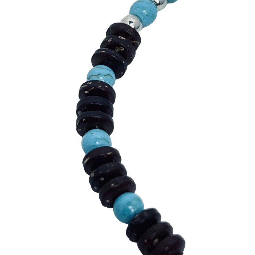 Brown Bead And Blue Faux Turquois Turtle Adjustable Ankle Bracelet (5497) - Picture 6 of 6